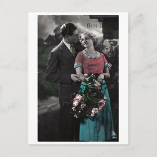 Postal Pares franceses del vintage en amor