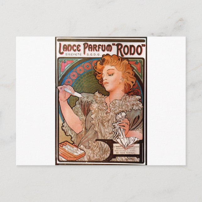 Postal Parfum Rodo de la lanza de Alfonso Mucha (Anverso)