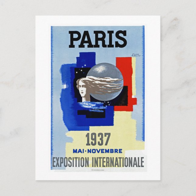 Postal París 1937 ~ Exposición Internacional (Anverso)