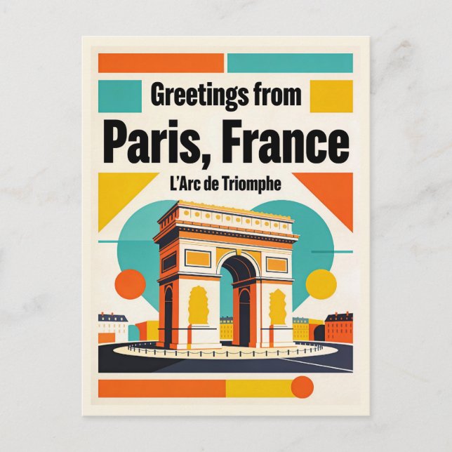 Postal Paris Arc de Triomphe Postcard, Retro 1960s  (Anverso)