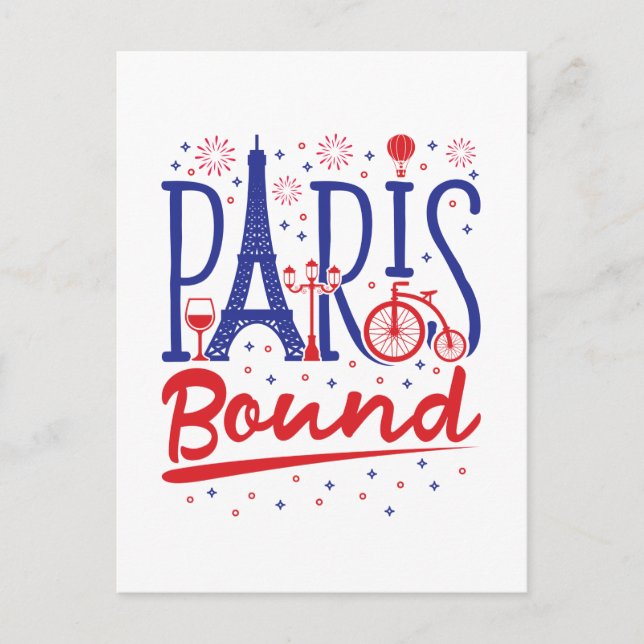 Postal Paris Bound French Vacation Travel Traveler (Anverso)