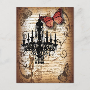 Postal parís de mariposa de gótico de vapor vintage