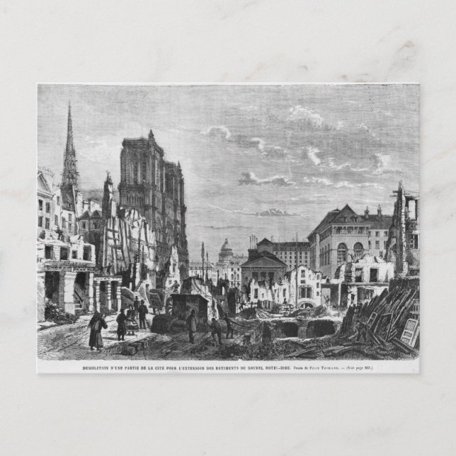 Postal París, demolición de una parte de la Ciudad (Anverso)