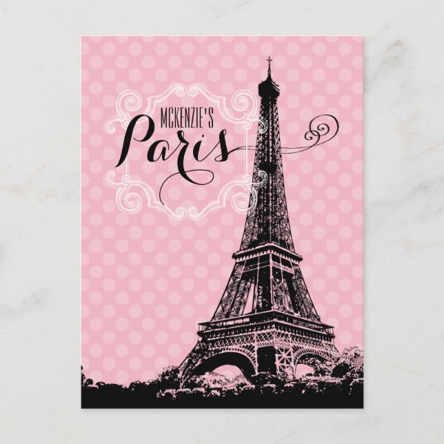 Postal Paris Eiffel Tower Añadir nombre (Anverso)