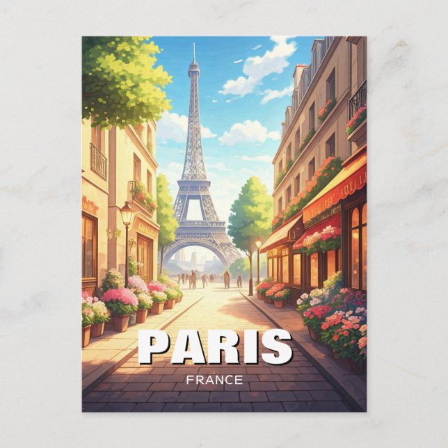 Postal Paris Eiffel Tower Cafés Postcard (Anverso)