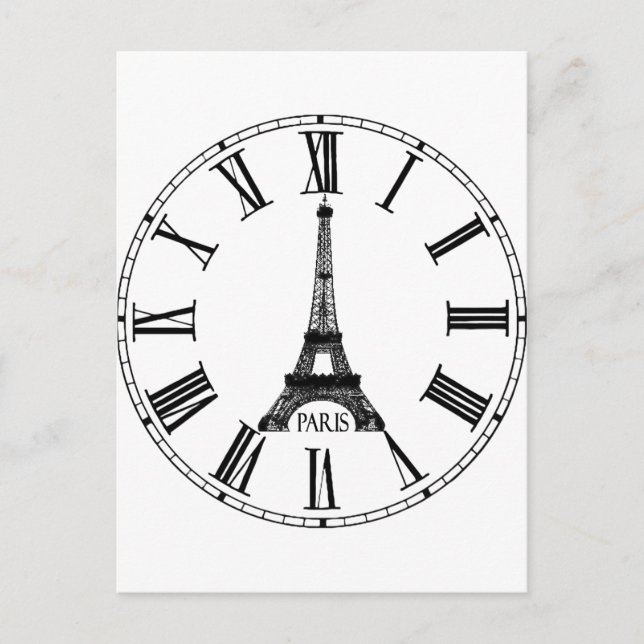 Postal Paris Eiffel Tower Clock French (Anverso)