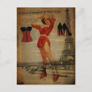 Postal paris eiffel tower vintage corset lingerie fiesta