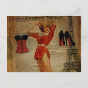 Postal paris eiffel tower vintage corset lingerie fiesta