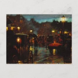 Postal París en la impresión de lienzo nocturno