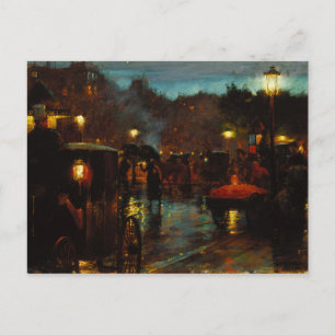 Postal París en la impresión de lienzo nocturno