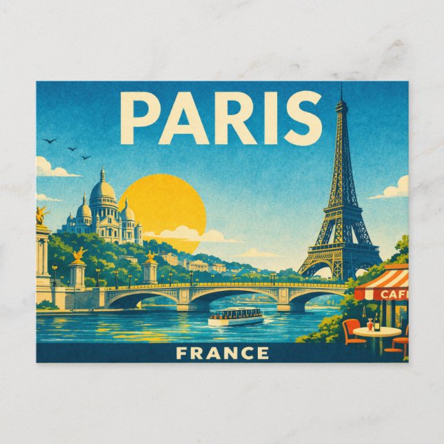 Postal Paris France Retro Travel Postcard (Anverso)