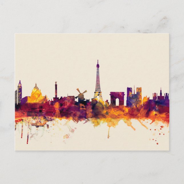 Postal Paris France Skyline (Anverso)