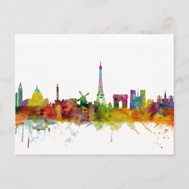 Postal Paris France Skyline (Anverso)