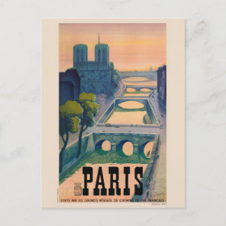Postal Paris France Vintage Travel Poster 1937
