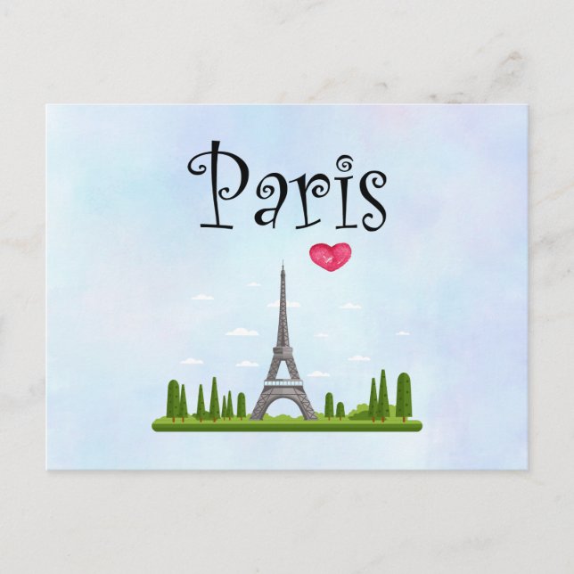 Postal París francés con Torre Eiffel (Anverso)