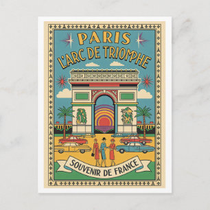 Postal París, Francia – Arco de Triunfo Retro años 50