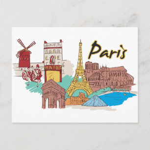 Postal París, Francia, ciudad famosa
