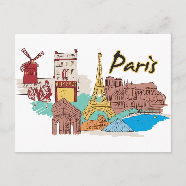 Postal París, Francia, ciudad famosa (Anverso)