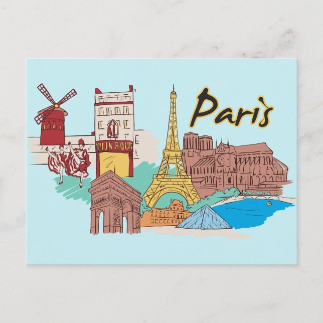 Postal París, Francia, ciudad famosa (Anverso)