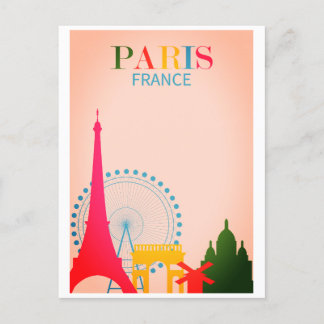 Postal París Francia Colorido Viaje a la Vintage