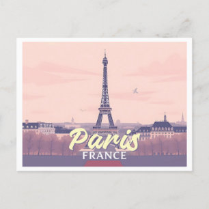 Postal París Francia Eiffel Tower Pastel Diseño de Viajes