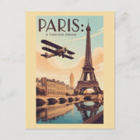 París Francia Eiffel Tower Viaje de avión vintage