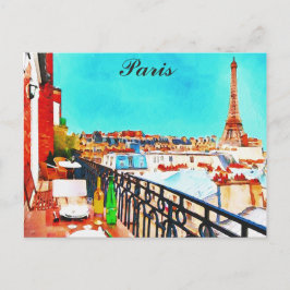 Postal Paris Francia Eiffel Tower Watercolor