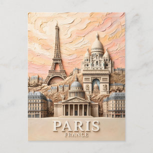 Postal París Francia Europa Moderno Pasado Texturizado Vi