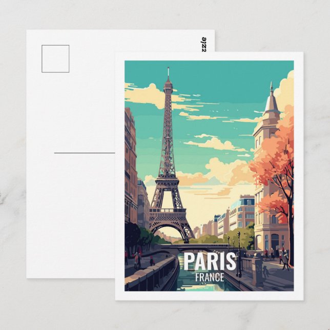 Postal París Francia: Lugares famosos para viajar (Anverso / Reverso)