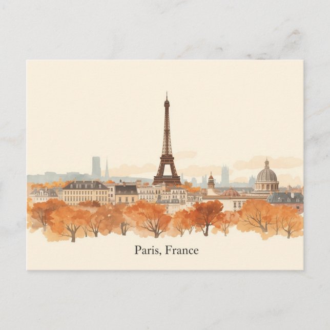 Postal París, Francia Minimalista Boho Viajes  (Anverso)