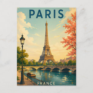 Postal París Francia Río Sena Torre Eiffel Romance