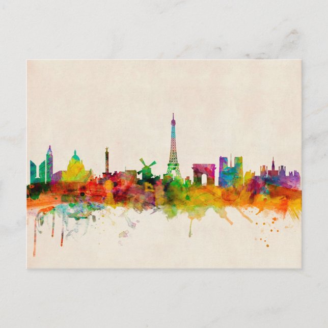 Postal Paris Francia Skyline Cityscape (Anverso)