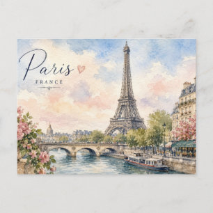 Postal París Francia Torre Eiffel río Sena