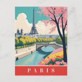 Postal París Francia Torre Eiffel Torre Retro Flor de Via