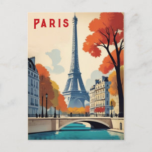 Postal París Francia Torre Eiffel Viaje Retro Otoño