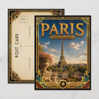 París Francia Torre Eiffel Vintage Arte Deco Dorad