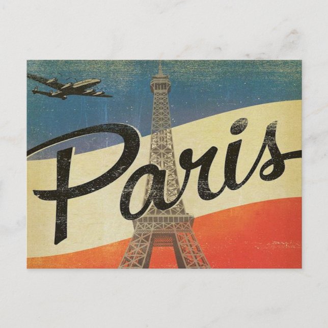 Postal parís Francia Vintage Viajes turismo retro (Anverso)