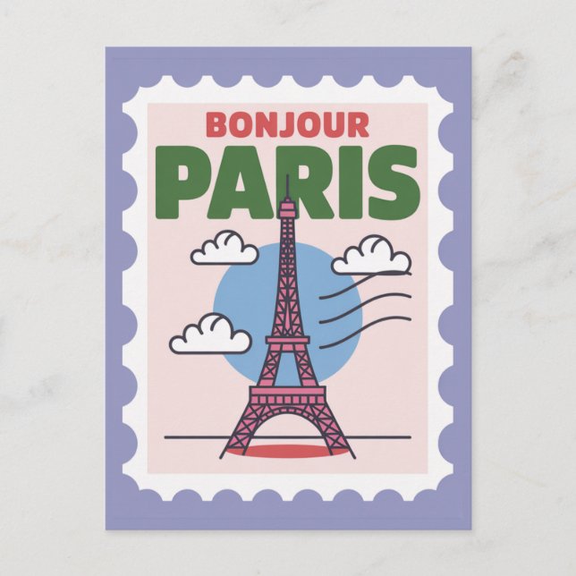 Postal París Icónico Torre Eiffel Ciudad Francesa (Anverso)