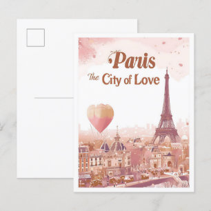 Postal París, la ciudad del amor Arte Ilustracion de Viaj