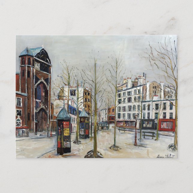 Postal Paris, la Place des Abbesses; Utrillo (Anverso)
