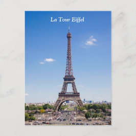Postal París La Tour Eiffel en una clara fotografía azul 