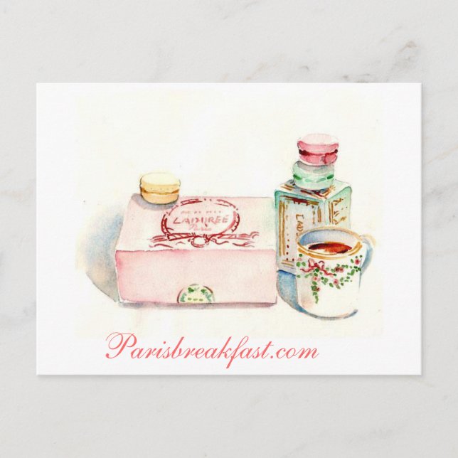 Postal Paris Macaron box por Carol Gillott (Anverso)