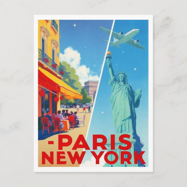 Postal Paris New York Travel (Anverso)