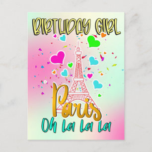 Postal París Oh Lala Cumpleaños Chica Eiffel