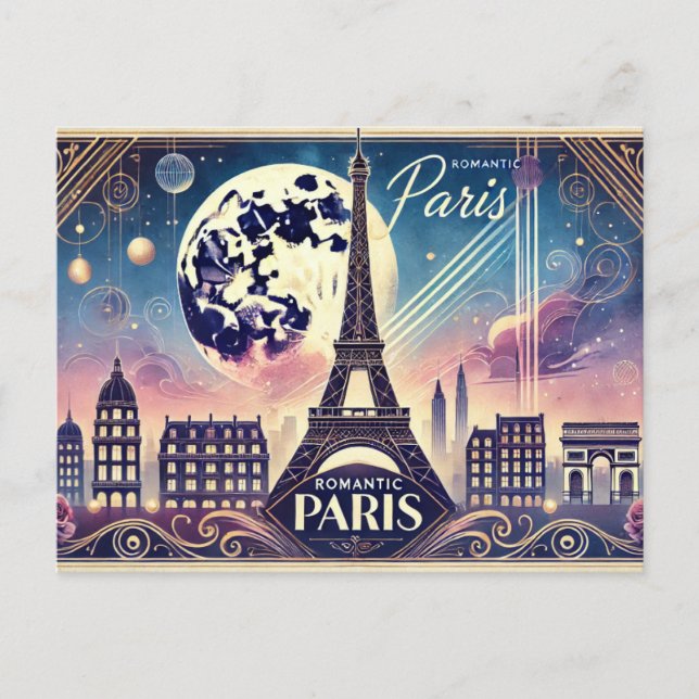 Postal París romántico (Anverso)
