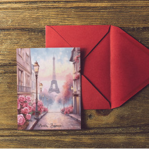 Postal París romántico Francia – Torre Eiffel floral