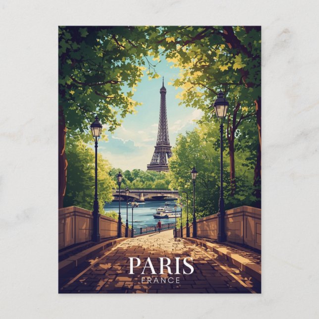 Postal Paris Summer Park Eiffel Tower (Anverso)