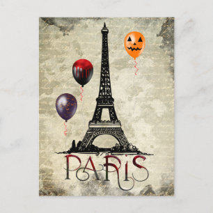 Postal París, Torre Eiffel y Globos de Halloween Góticos