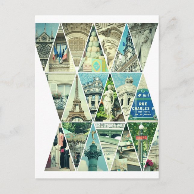 Postal Paris Trendy Triangle Collage de fotos - Postcard (Anverso)