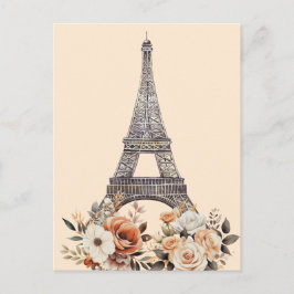 Postal Paris Trip Eiffel Tower Beautiful Floral